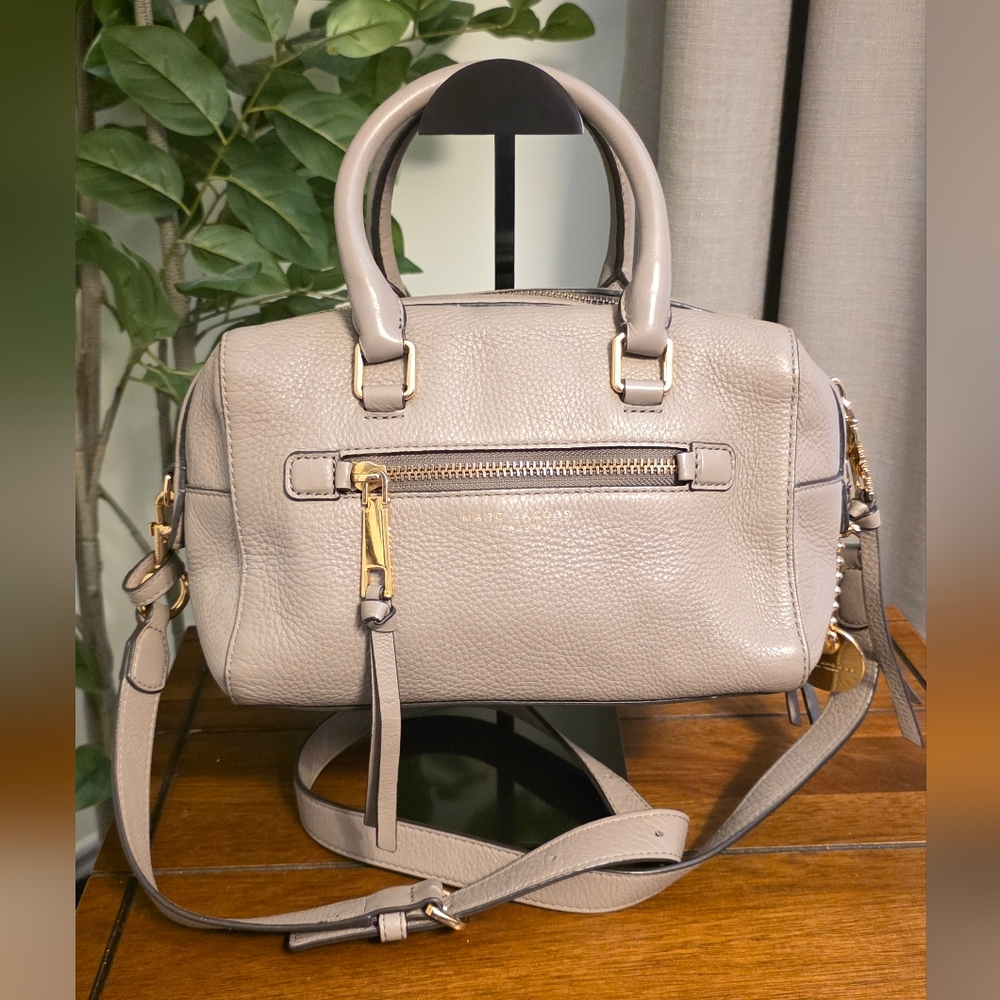 Marc Jacobs Calfskin Recruit Bauletto Satchel Tote Bag Mink